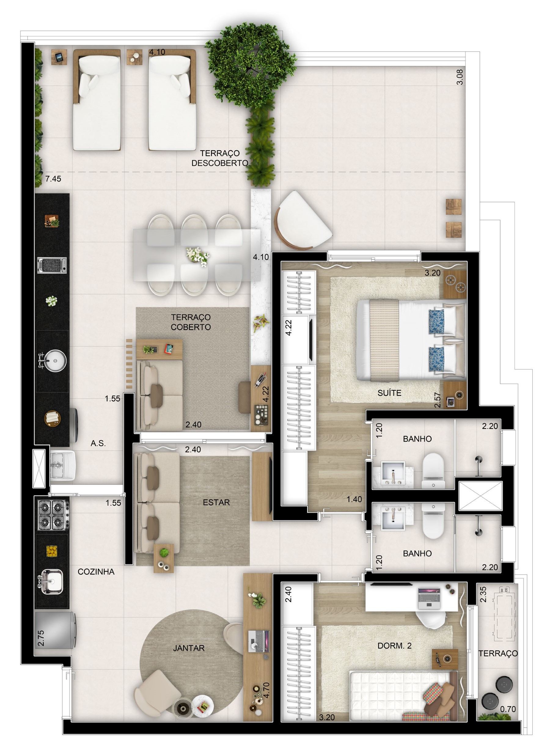 Planta 04 - 2 dorm 90 88m²