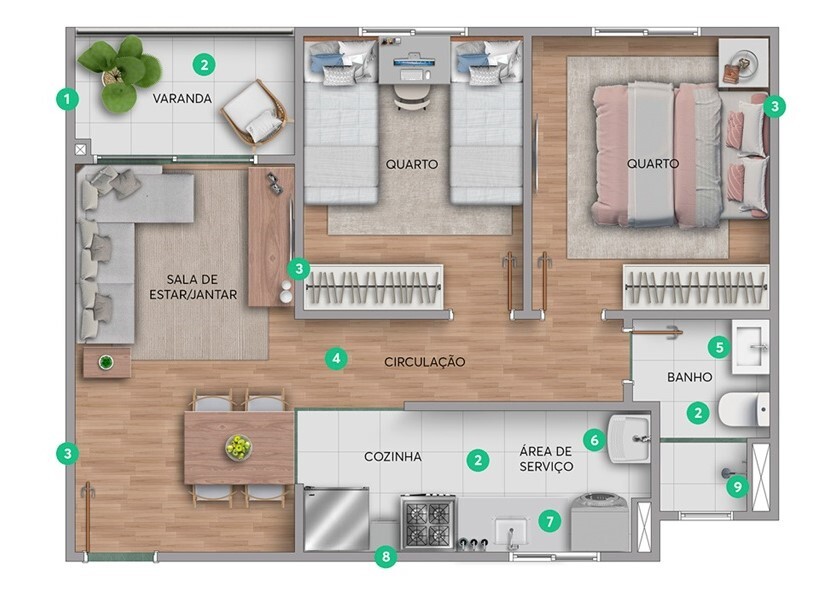 Planta 01 - 2 dorm 41,32m²