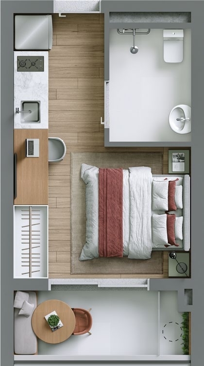 Planta 01 - 1 dorm 23m² - studio Planta 01 - 1 dorm 23m² - studio