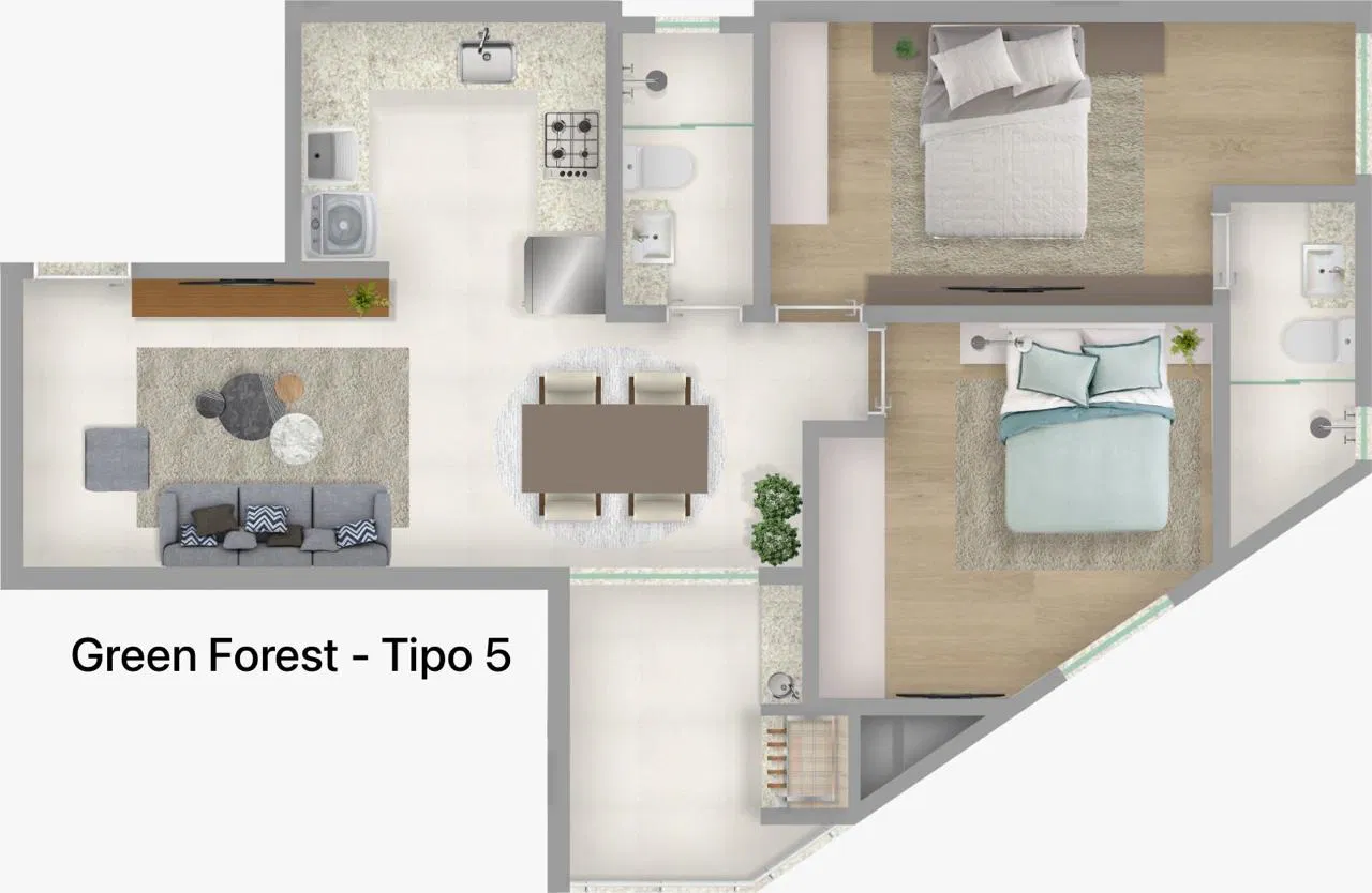 Planta 01 - 2 dorm 69m²