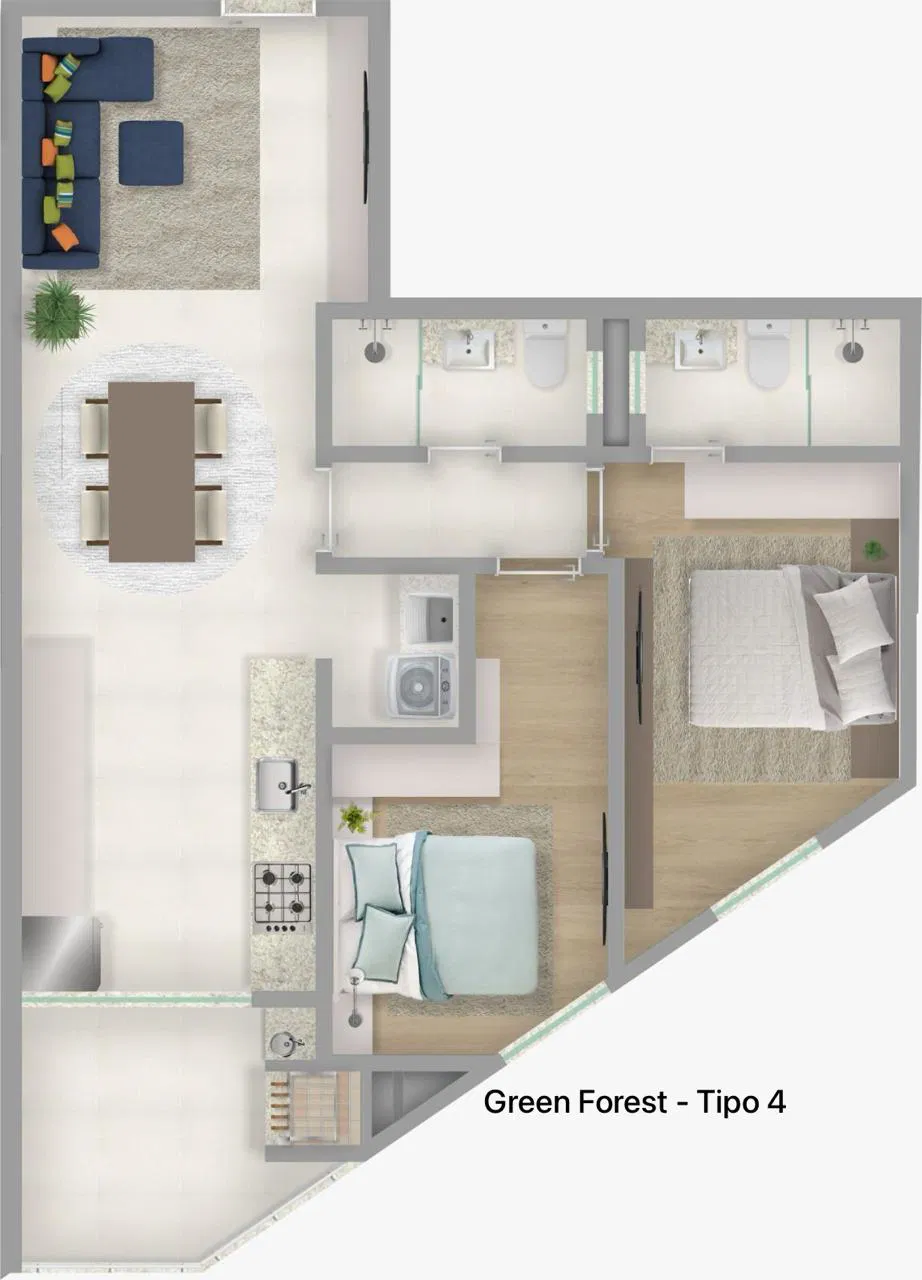 Planta 05 - 2 dorm 70m²