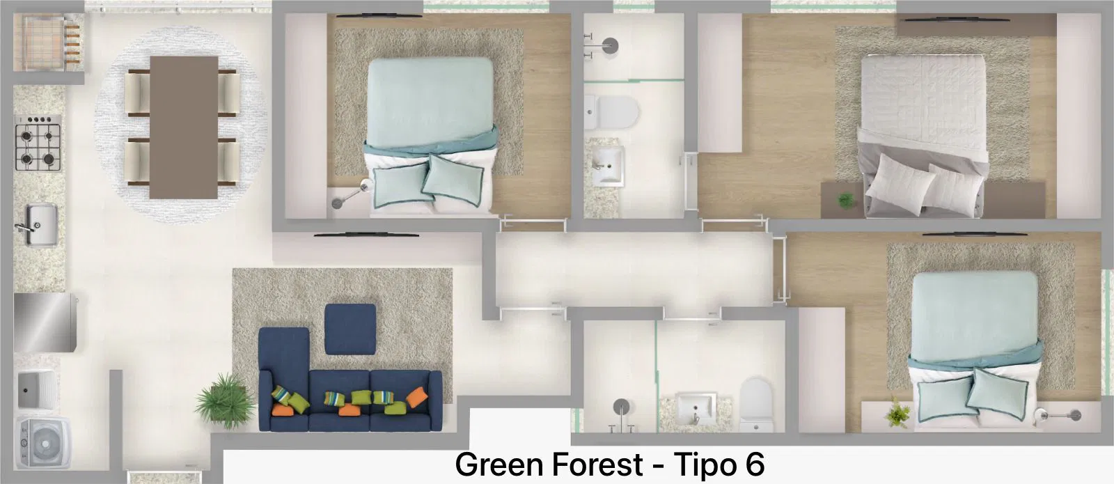 Planta 06 - 3 dorm 70m²