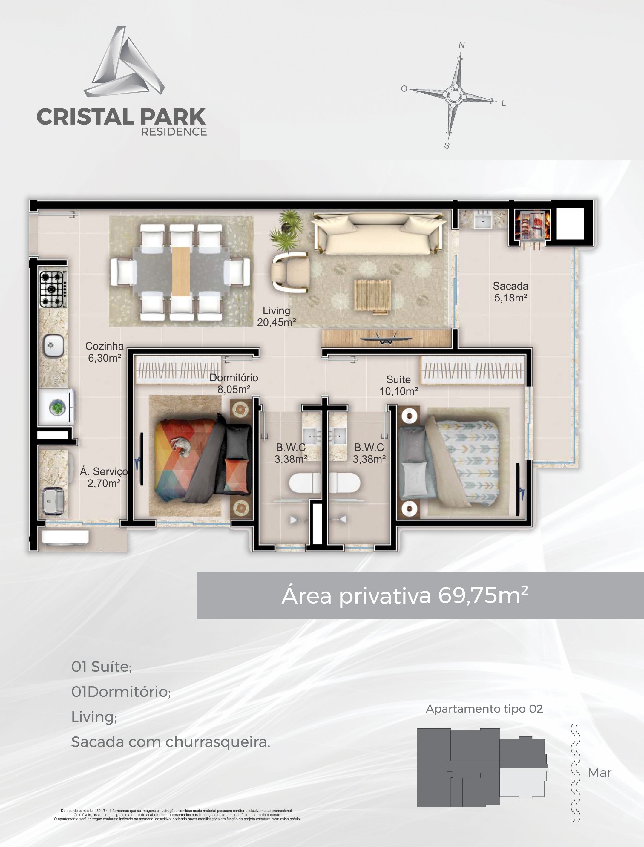 Planta 02 - 69,75m²