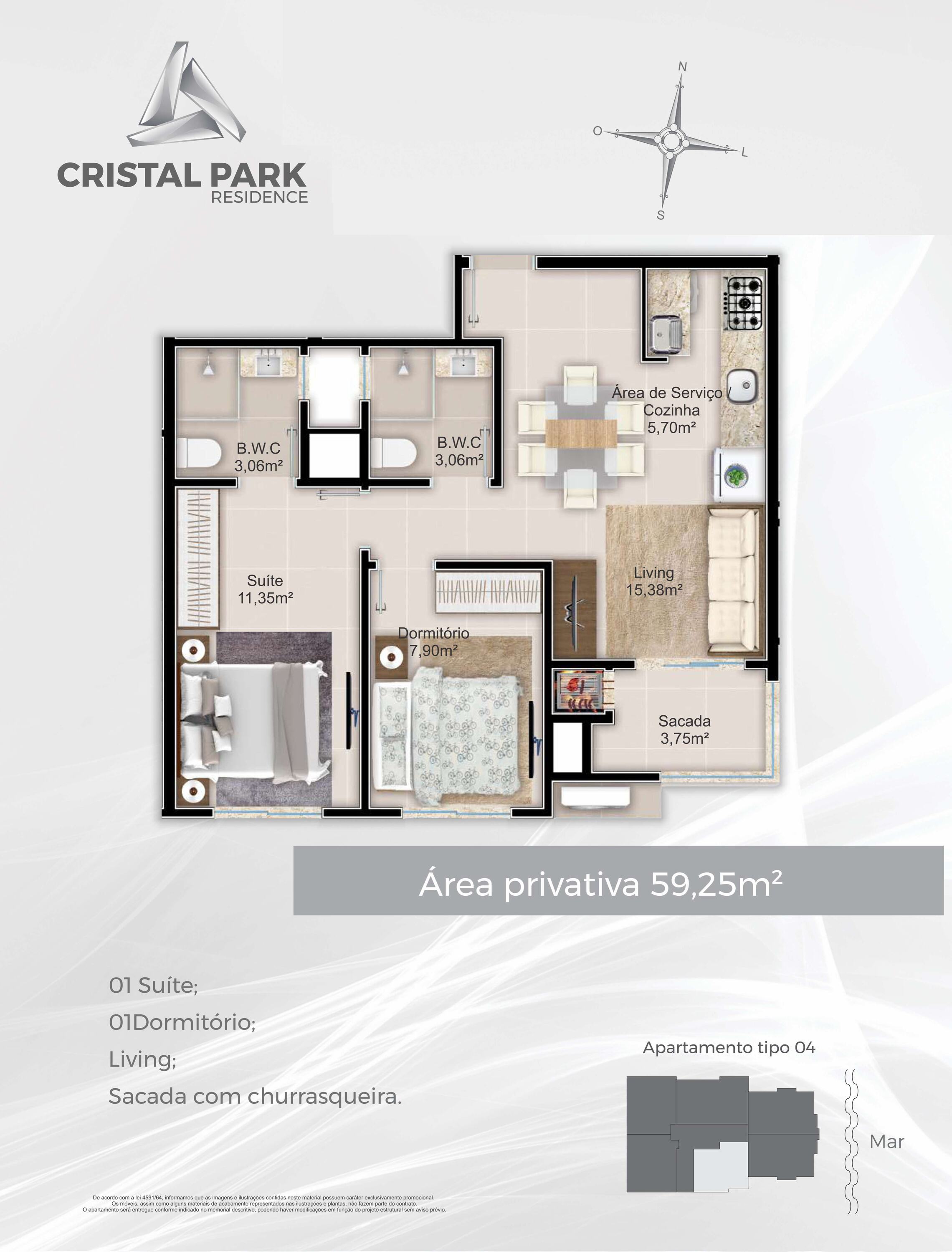 Planta 04 - 59,25m²