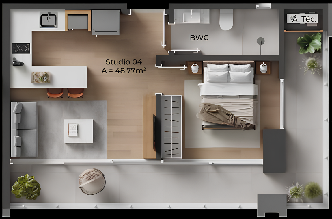 Planta 11 - 1 dorm 48,77m²