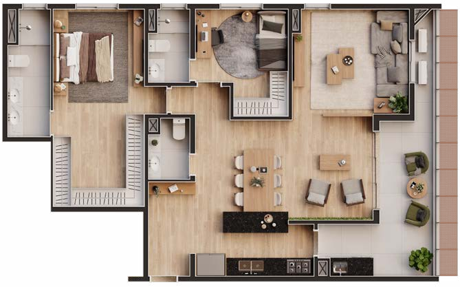 Planta 10 - 2 dorm 120,24m² - opção