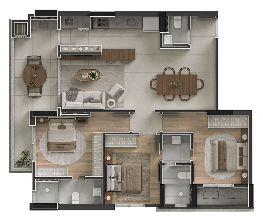 Planta 04 - 3 dorm 105,93m²