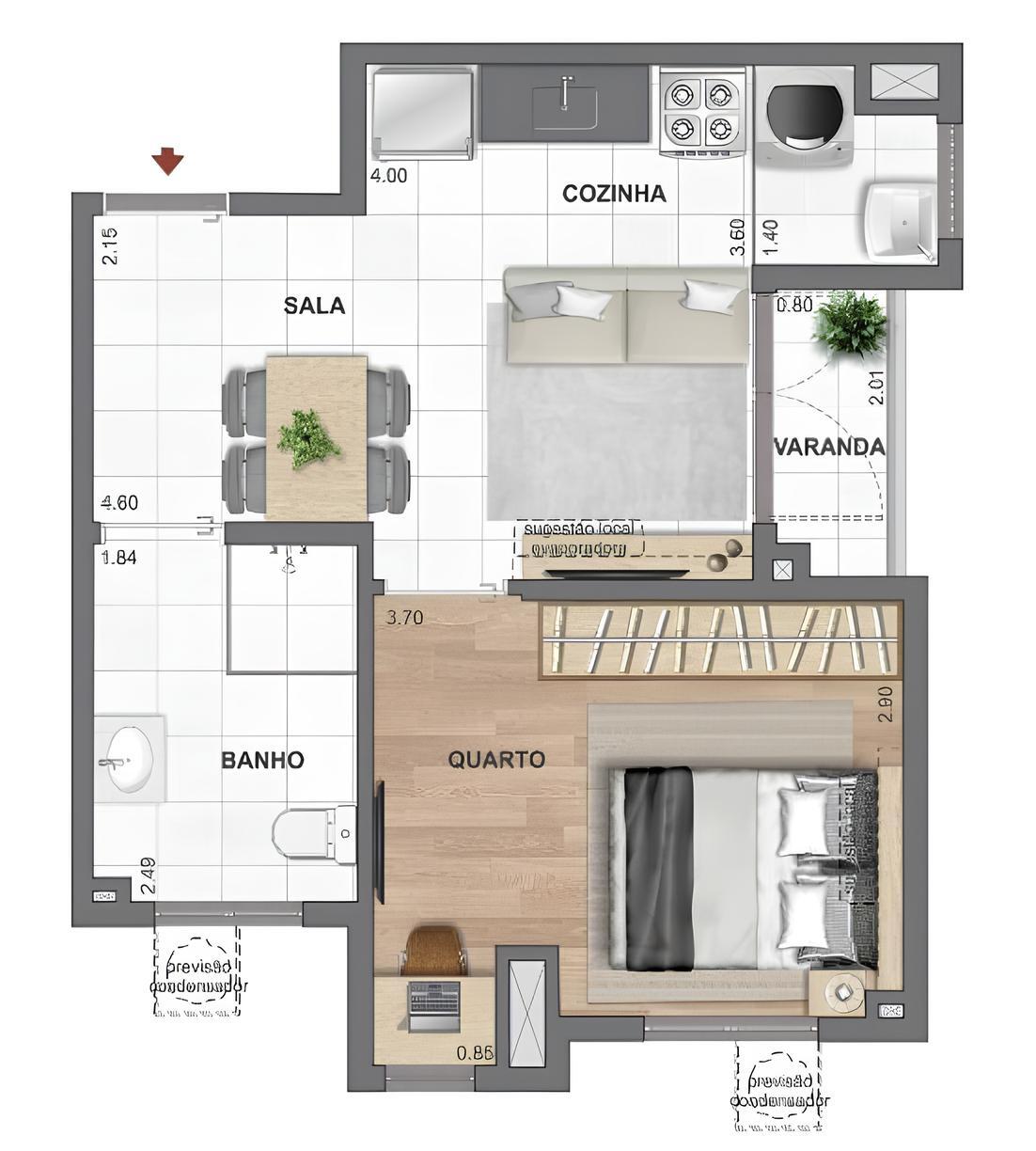 Planta 02 - 1 dorm 37,72m²