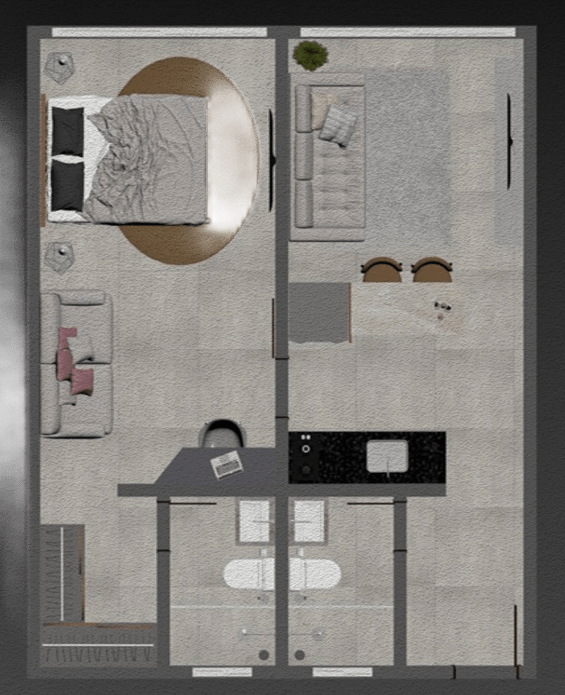 Planta 02 - 1 dorm 43m²