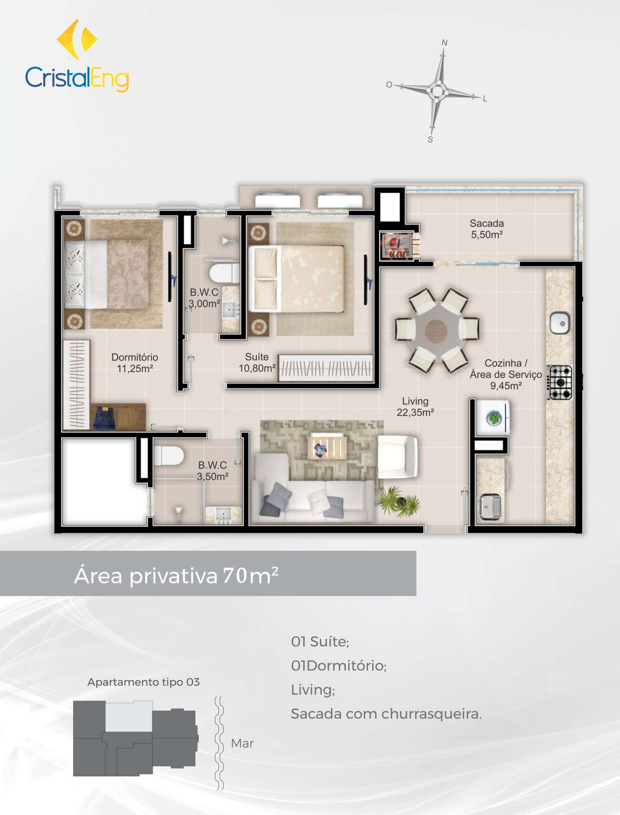 Planta 03 - 70,00m²