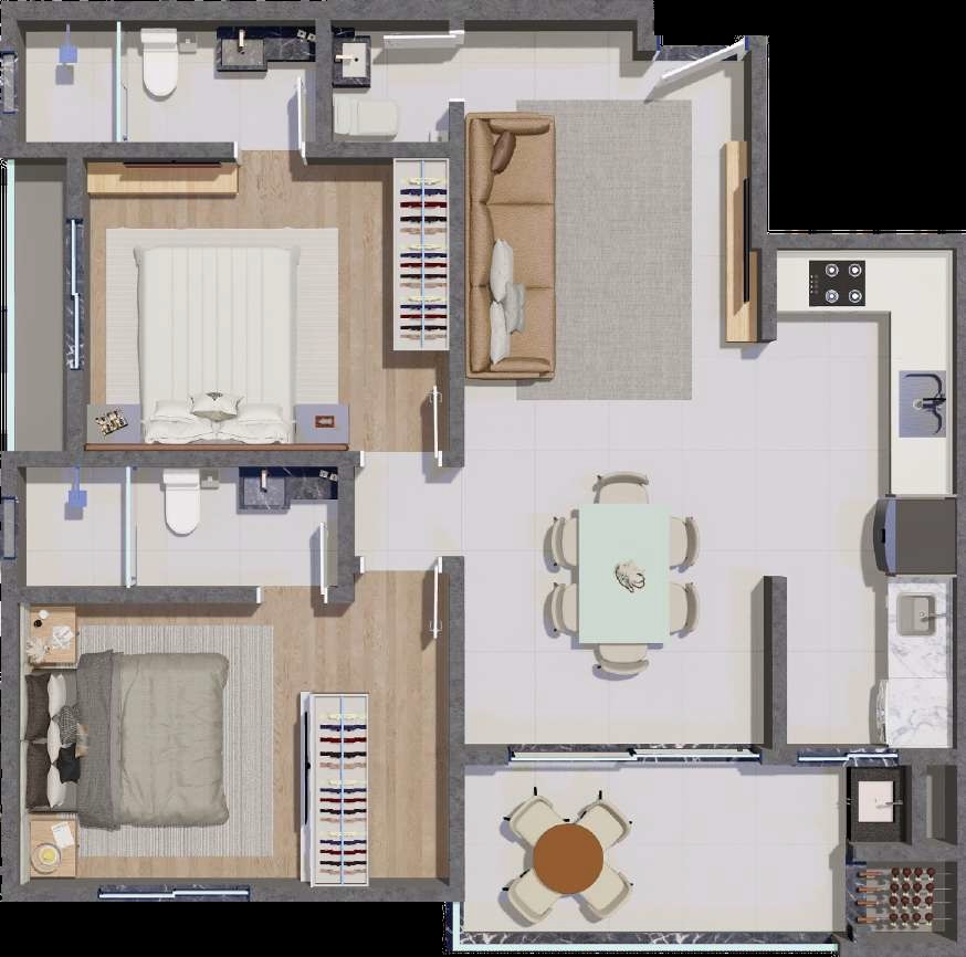 Planta 01 - 2 dorm 80,45m²