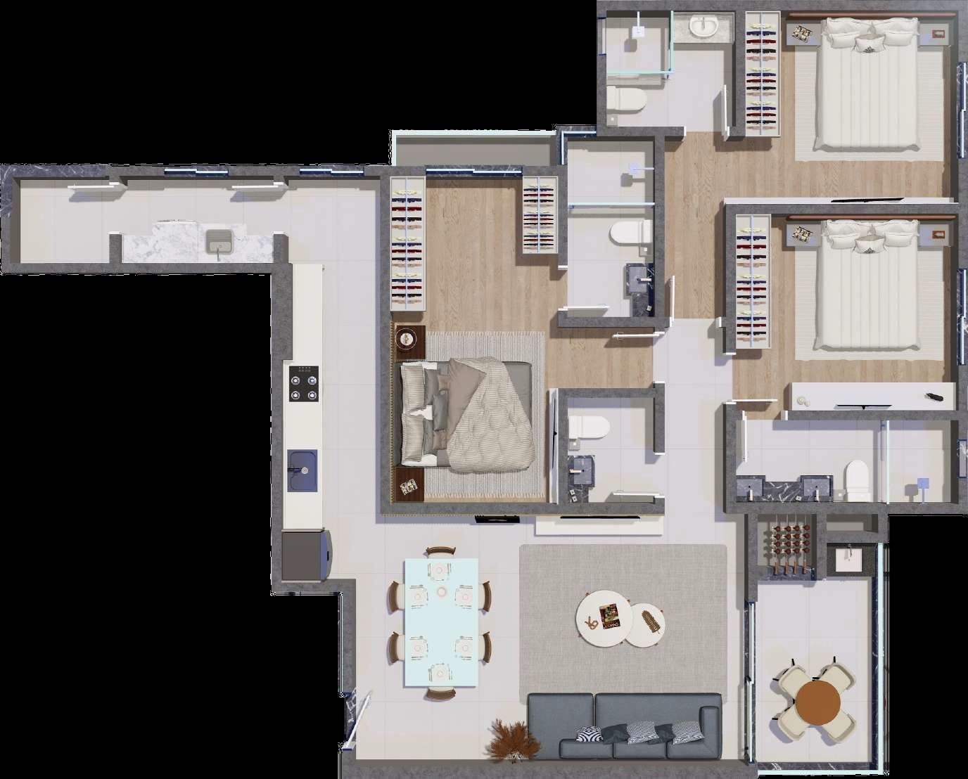 Planta 03 - 3 dorm 115,32m²