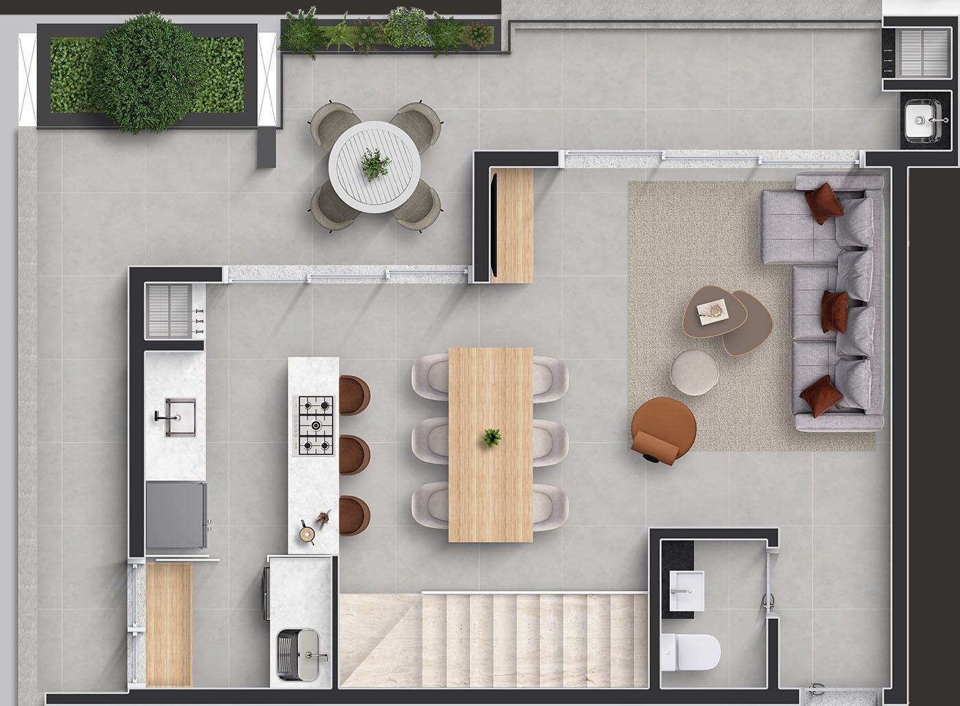 Planta 04 - 2 dorm 101m² - cobertura duplex - inferior