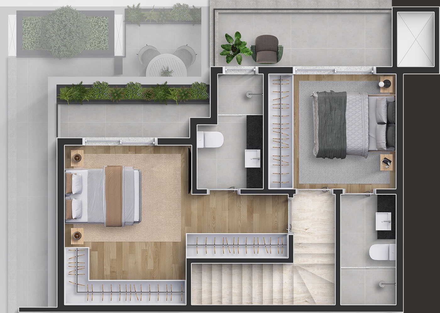 Planta 05 - 2 dorm 101m² - cobertura duplex - superior