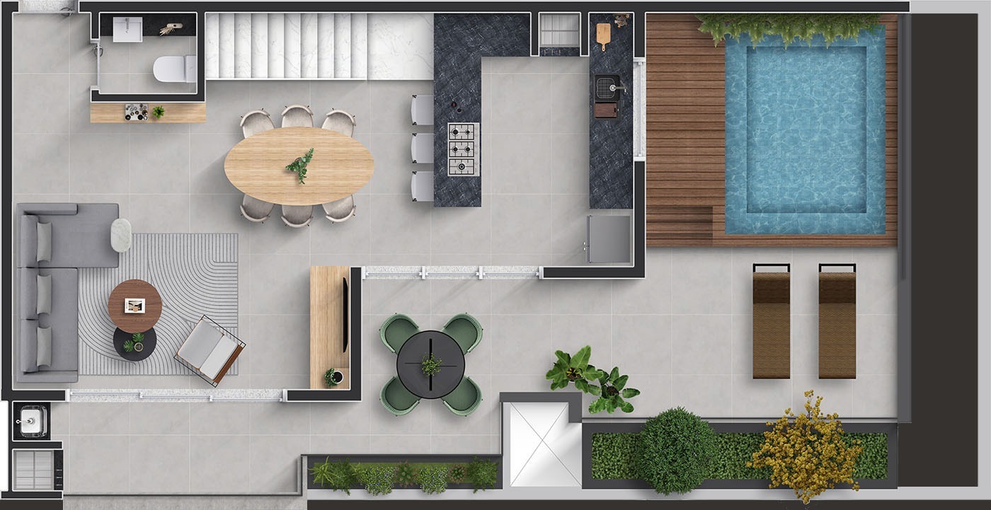 Planta 06 - 2 dorm 132m² - cobertura duplex - inferior