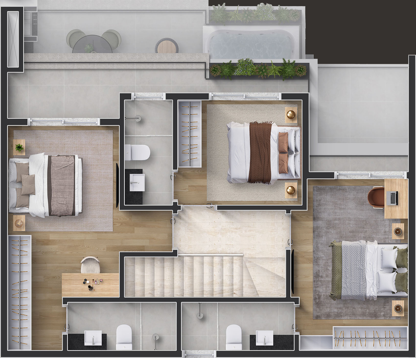 Planta 09 - 3 dorm 134m² - cobertura duplex - superior