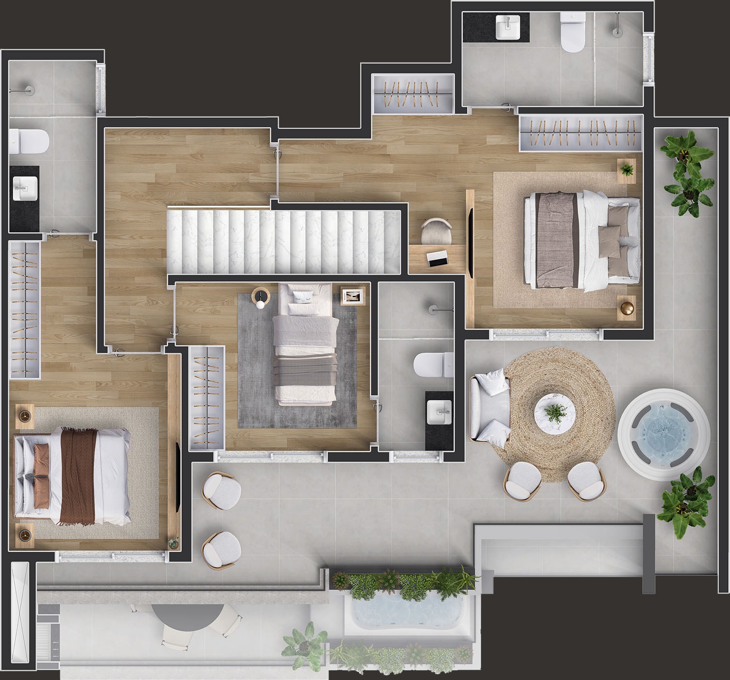 Planta 11 - 3 dorm 142m² - cobertura duplex - superior