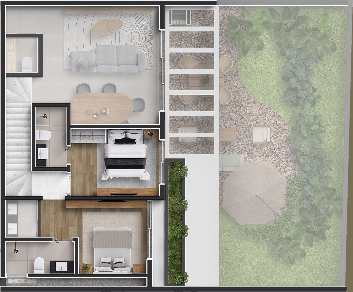 Planta 13 - 3 dorm 197m² - garden - superior