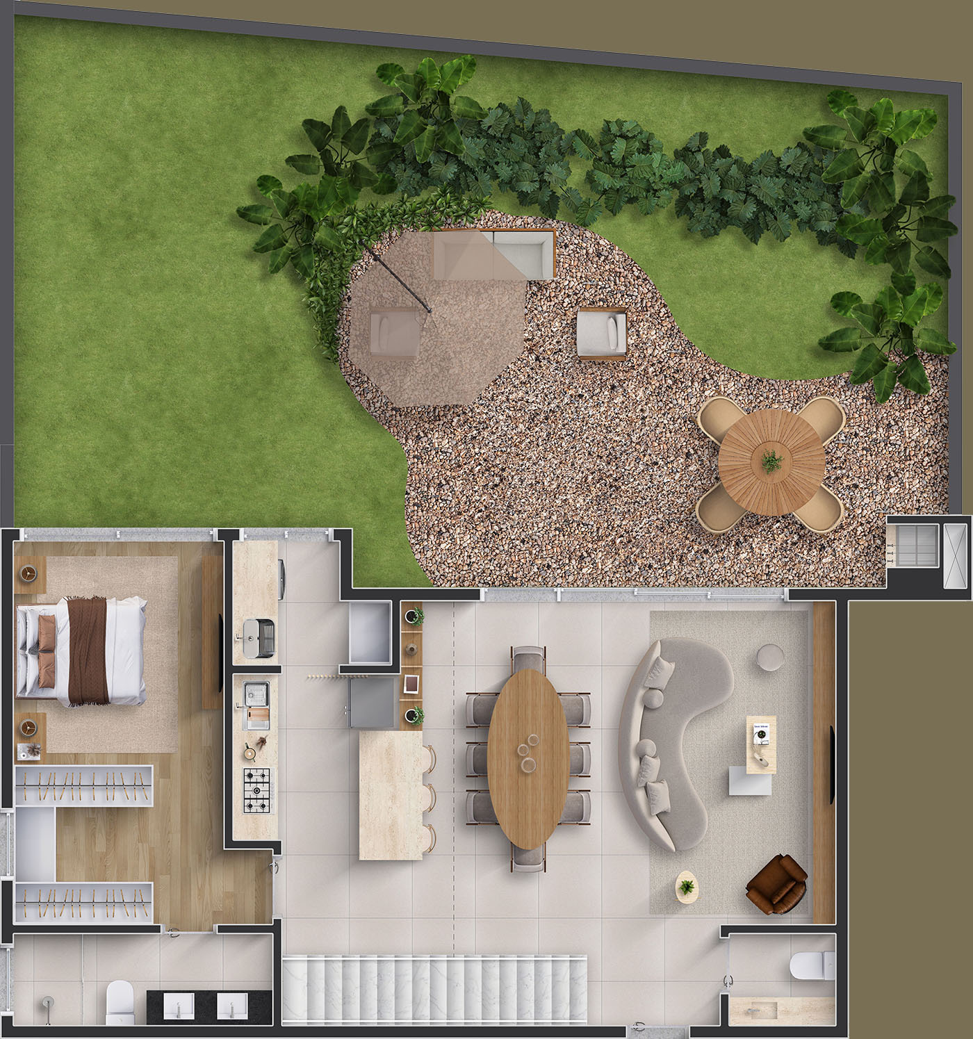 Planta 14 - 3 dorm 239m² - garden - inferior
