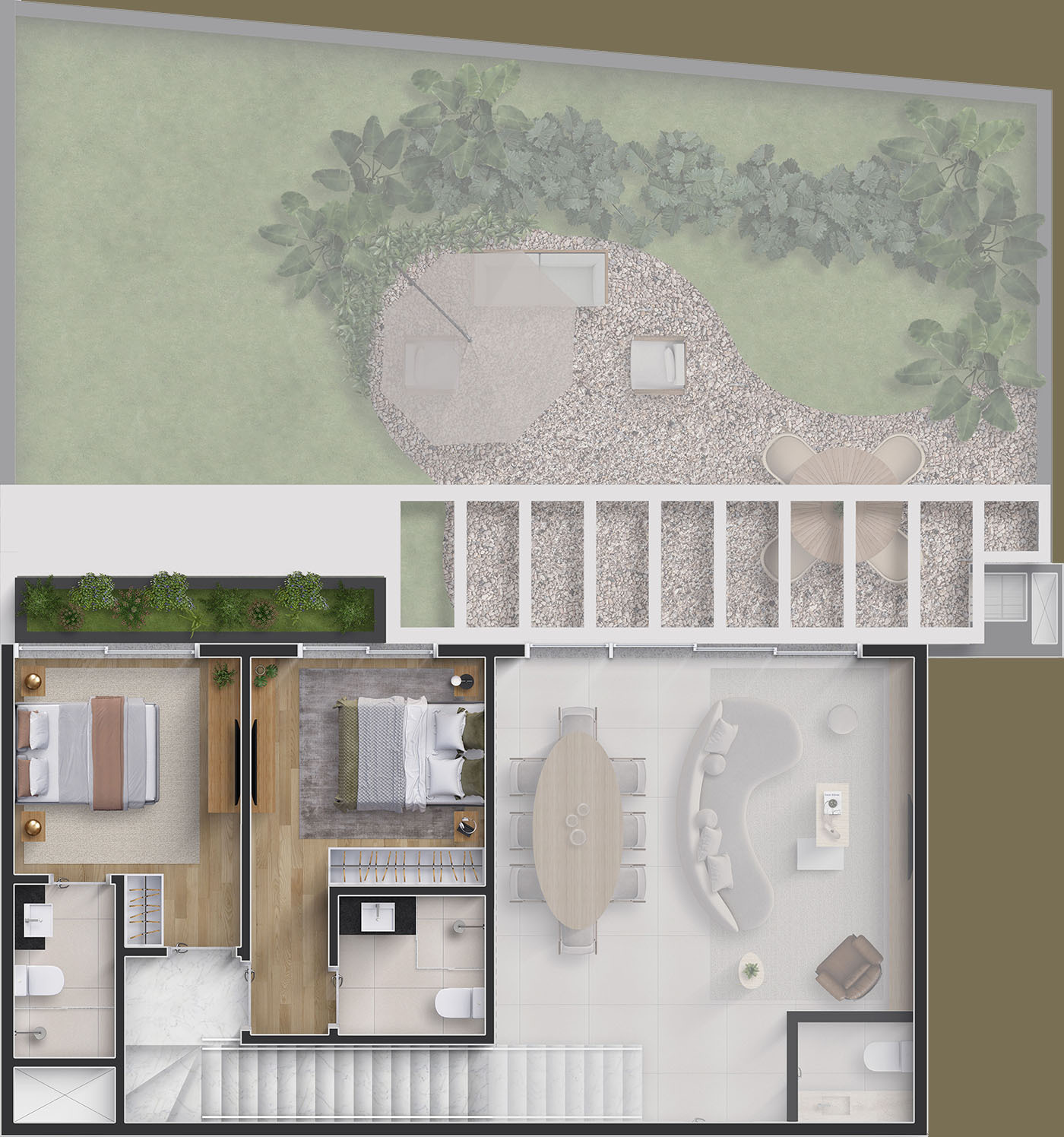 Planta 15 - 3 dorm 239m² - garden - superior