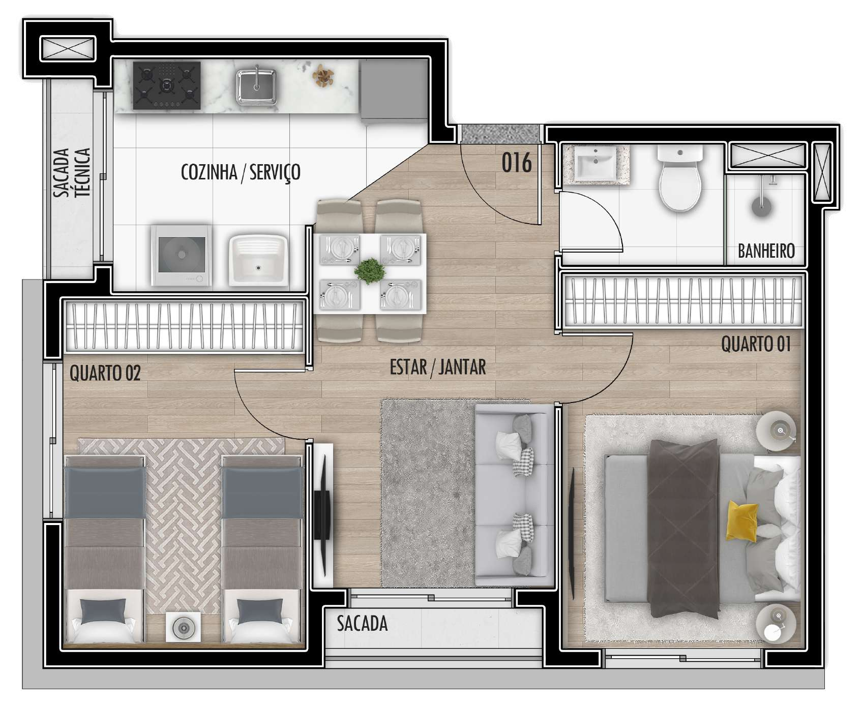 Planta 06 - 2 dorm 44,1m²