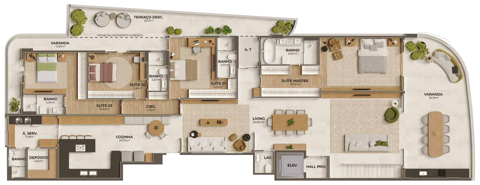 Planta 19 - 4 dorm 451,87m² - duplex - superior
