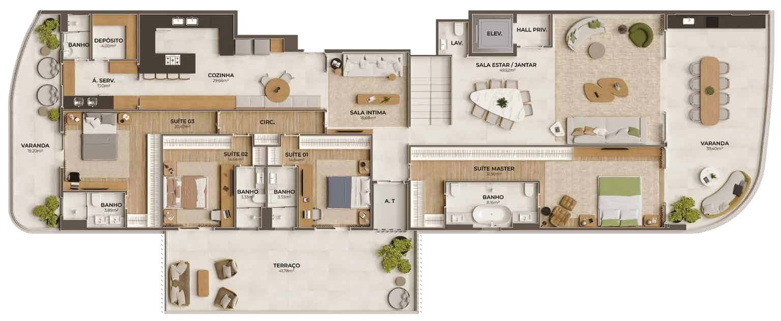 Planta 25 - 4 dorm 466,51m² - duplex - superior