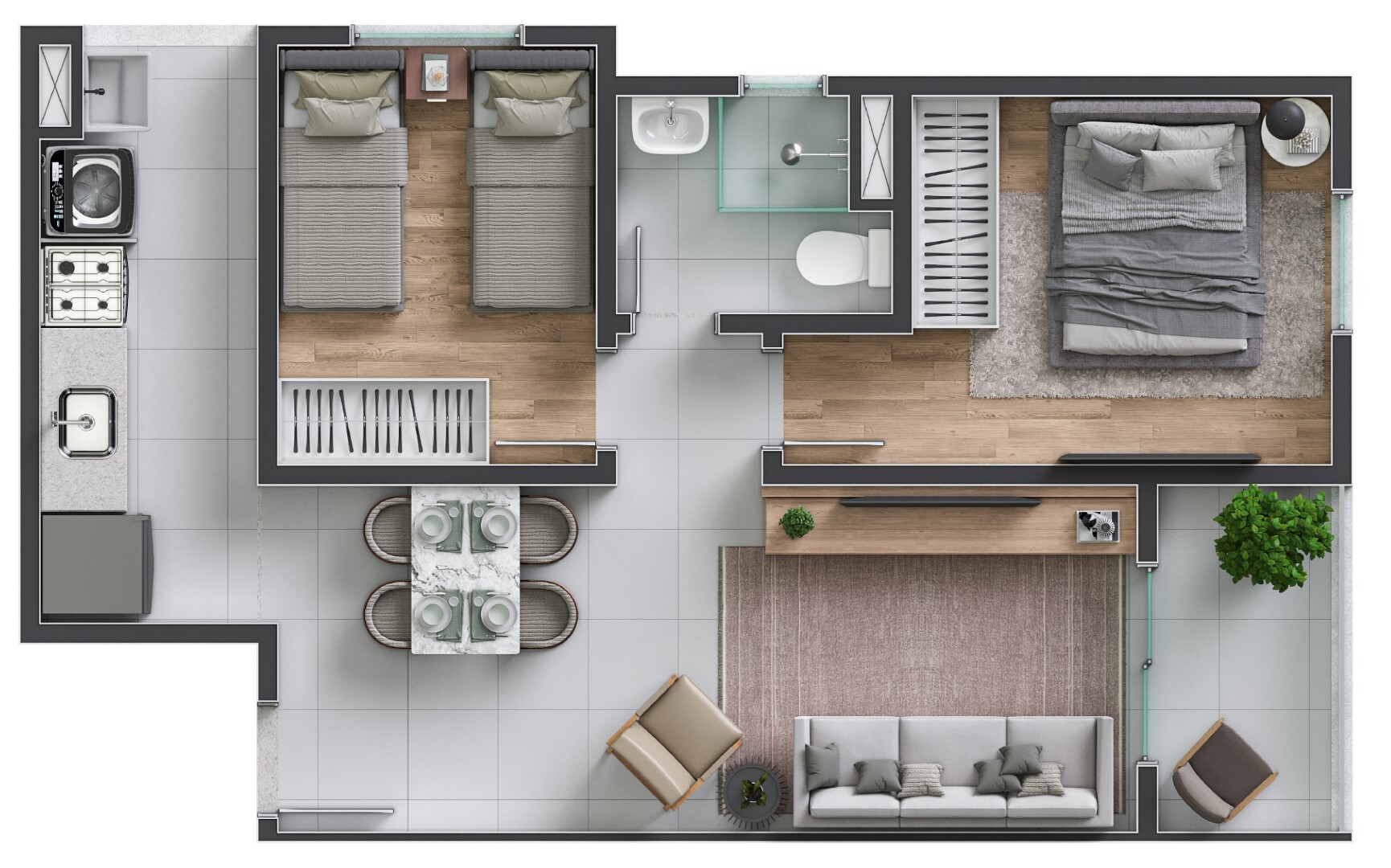 Planta 06 - 2 dorm 48,44m²