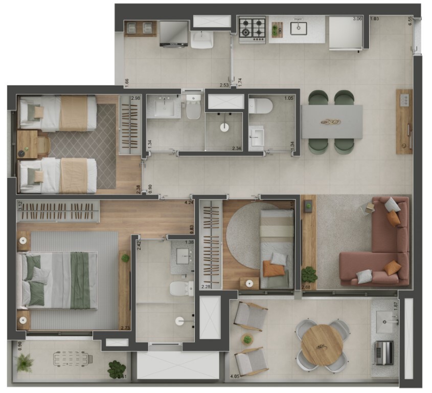 Planta 07- 3 dorm 80m²