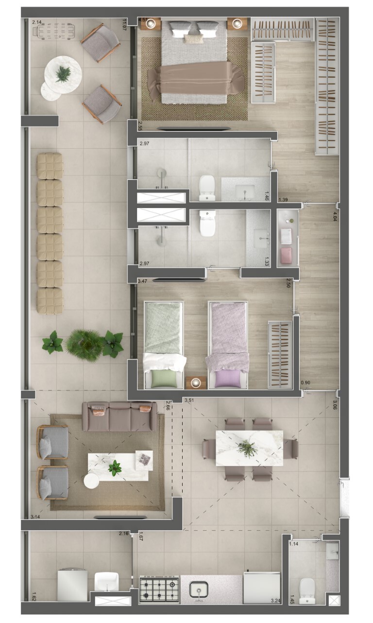 Planta 08 - 2 dorm 96m² - penthouse