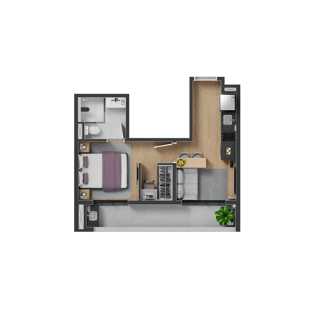 Planta 04 - 1 dorm 32,01m² Planta 04 - 1 dorm 32,01m²