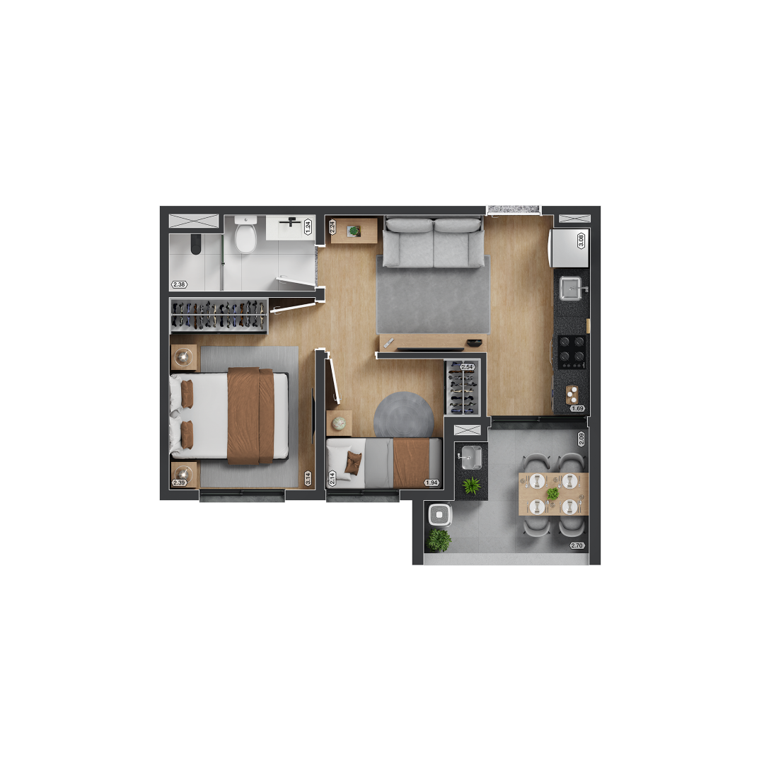 Planta 06 - 2 dorm 36,89m² Planta 06 - 2 dorm 36,89m²