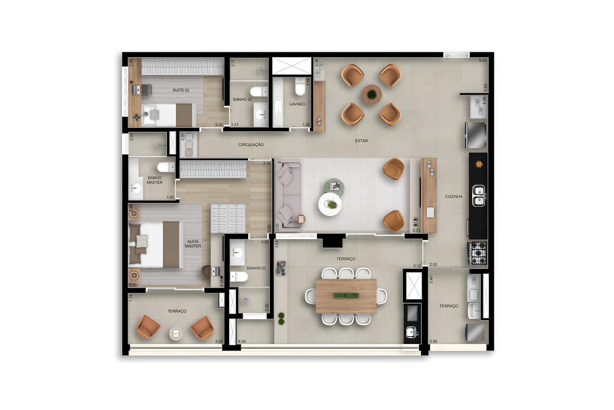 Planta 05 - 2 dorm 131m² - opção