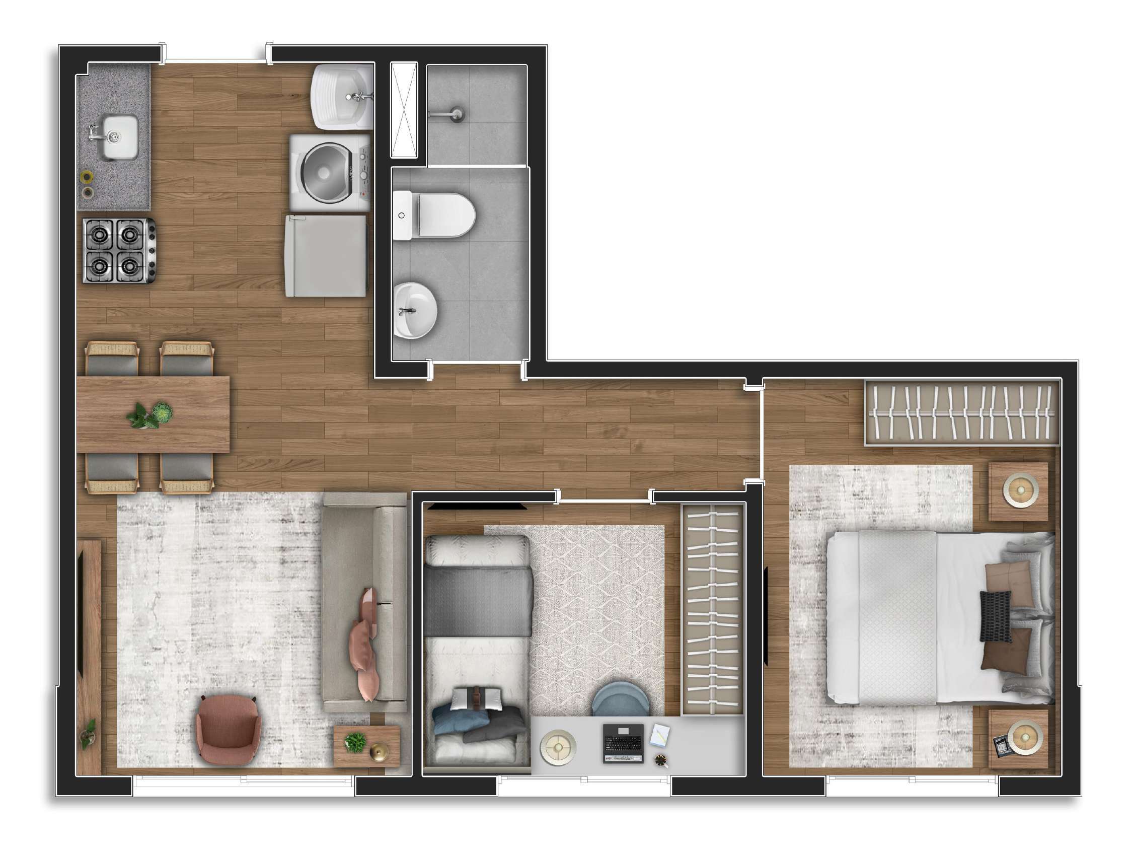 Planta 01 - 2 dorm 37m²