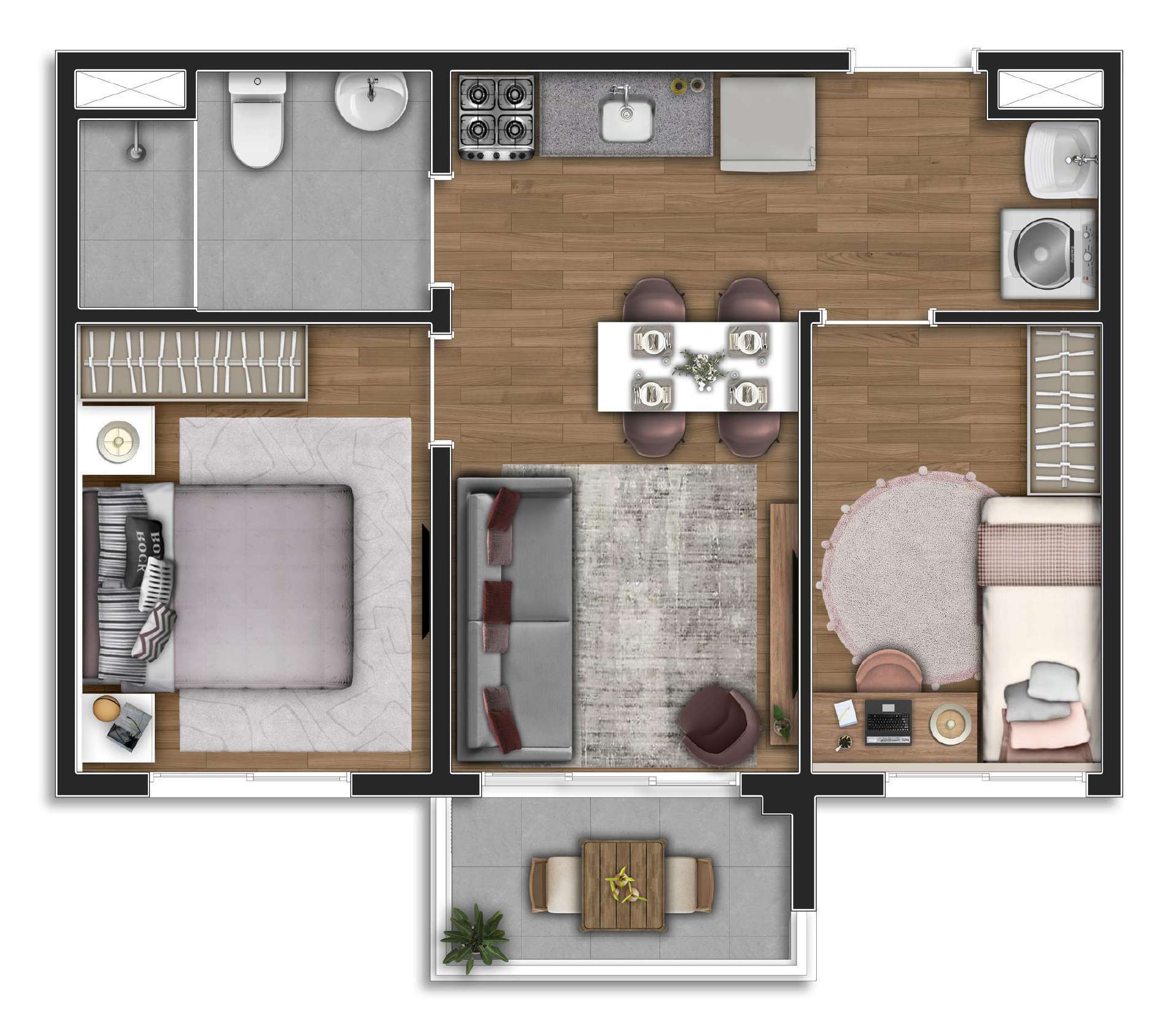 Planta 03 - 2 dorm 41m²
