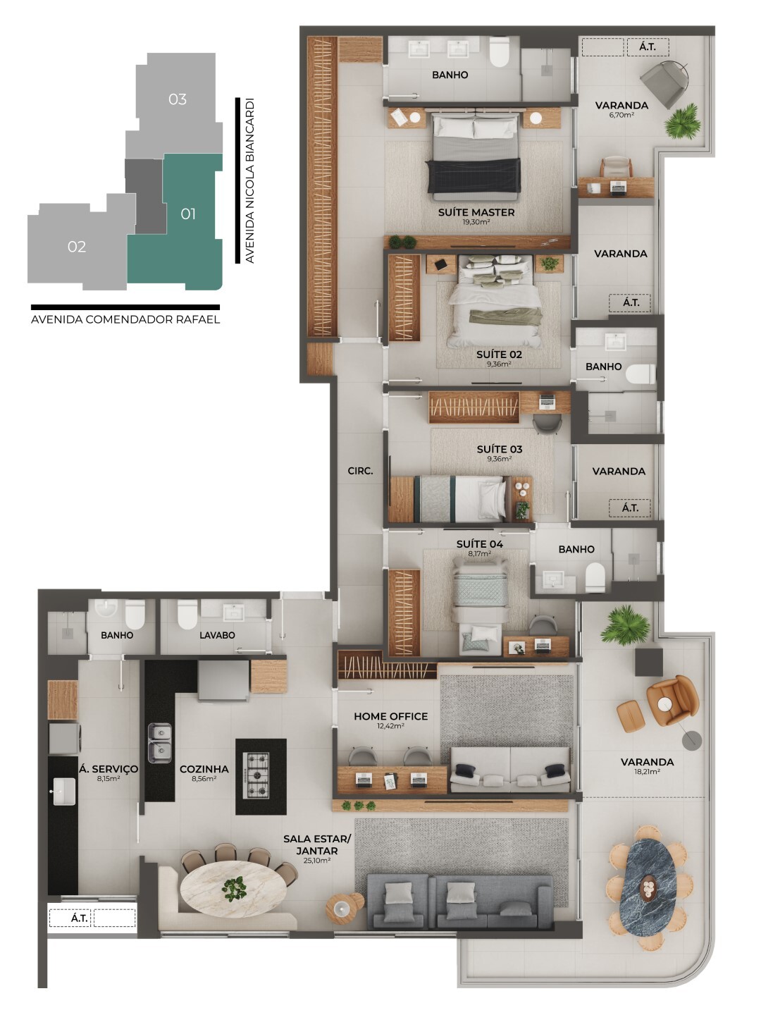 Planta 07 - 4 dorm 172,02m²