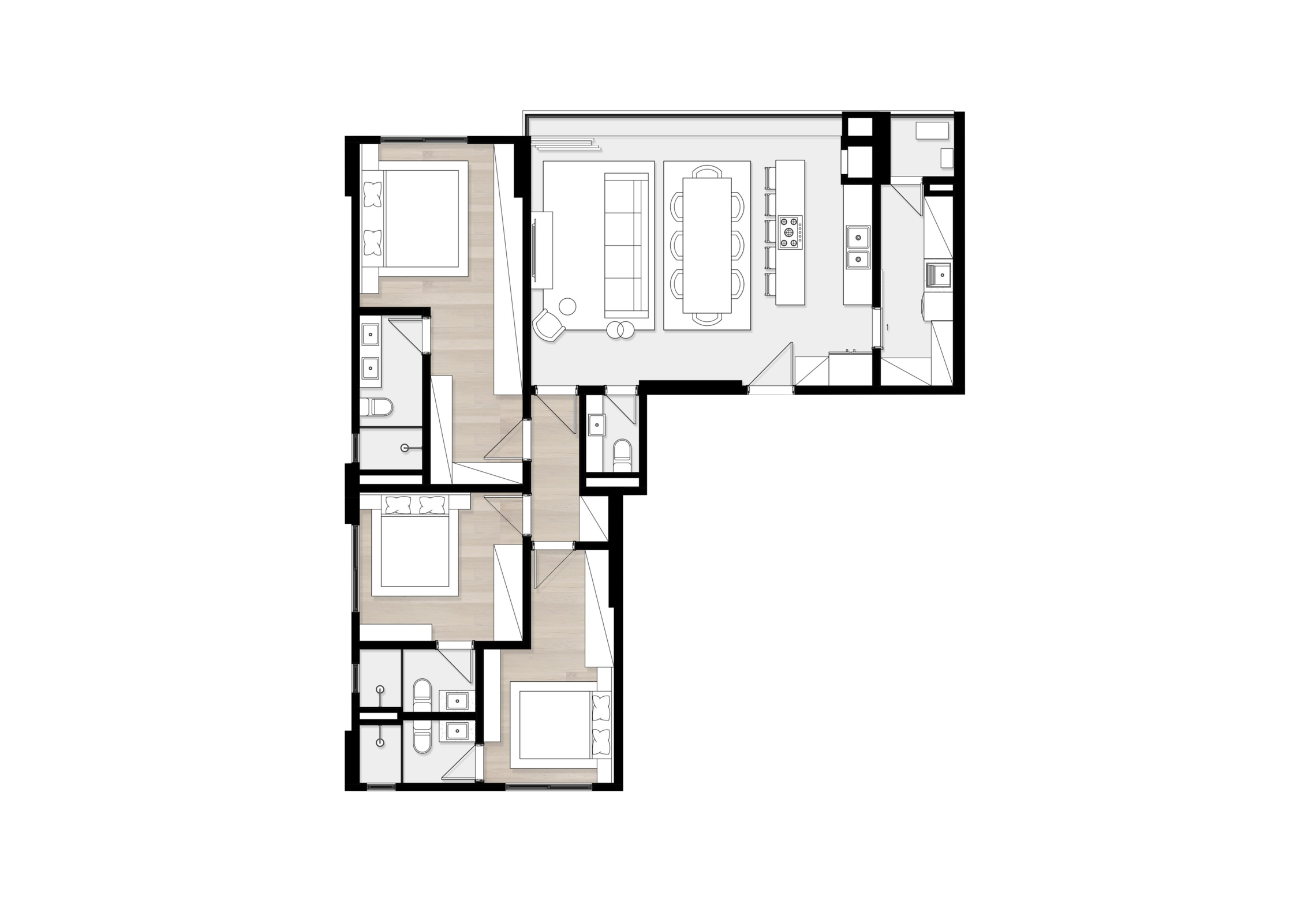 Planta 01 - 3 dorm 120m²