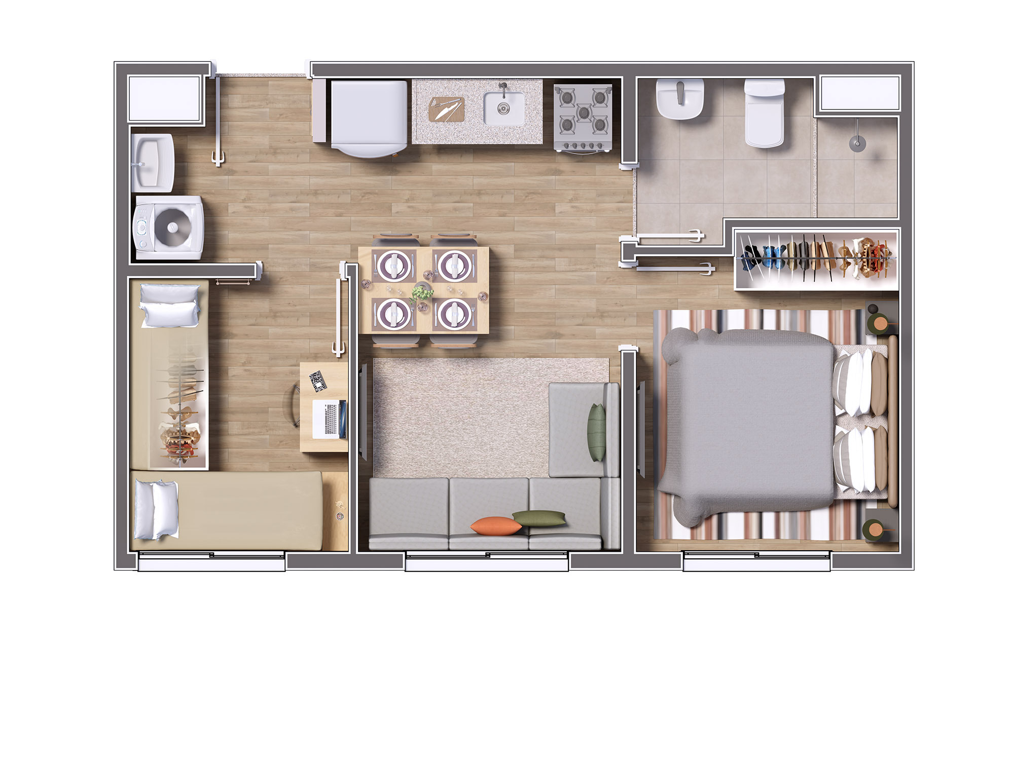 Planta 02 - 2 dorm 33,31m²