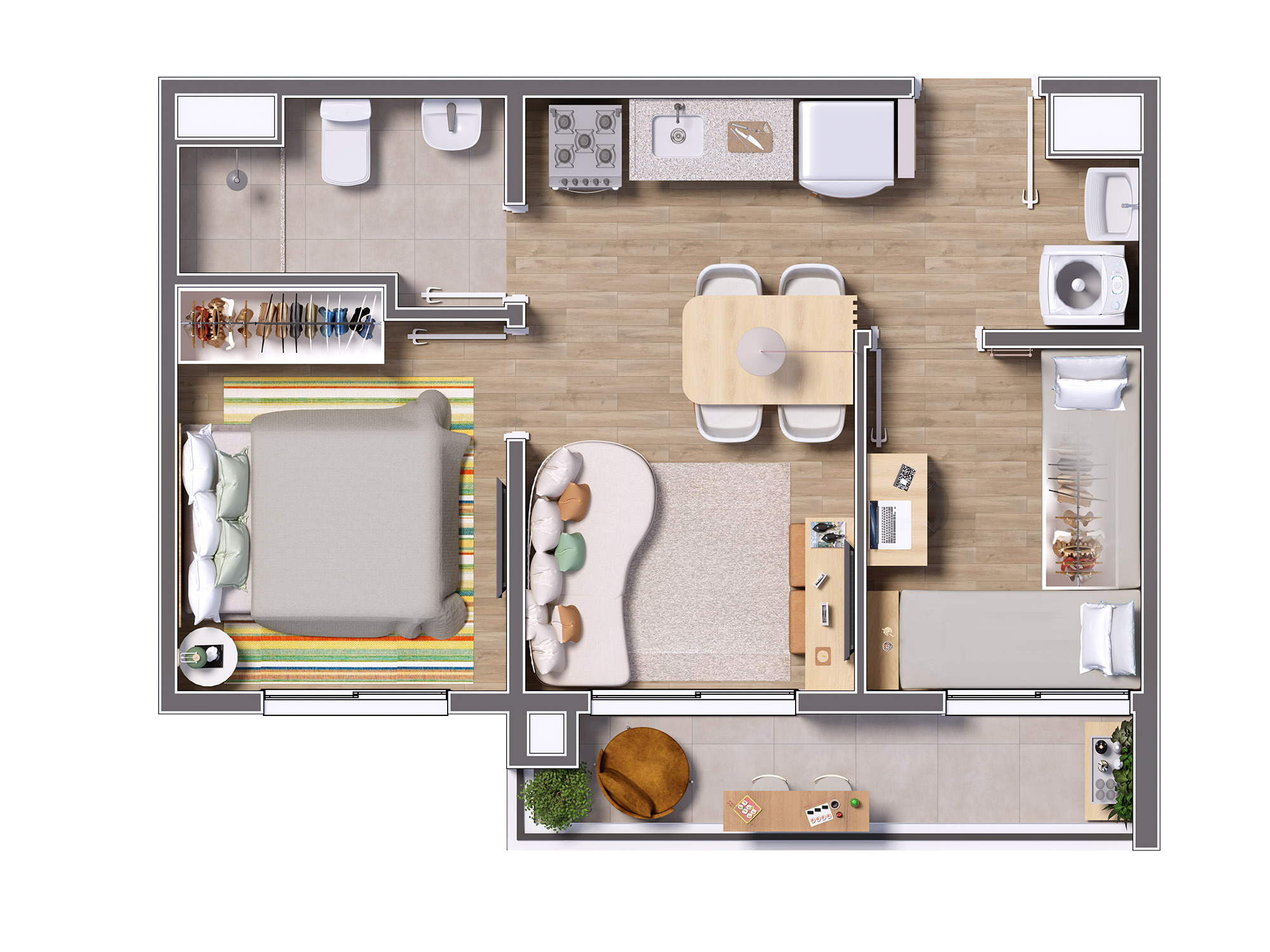 Planta 03 - 2 dorm 37,82m²
