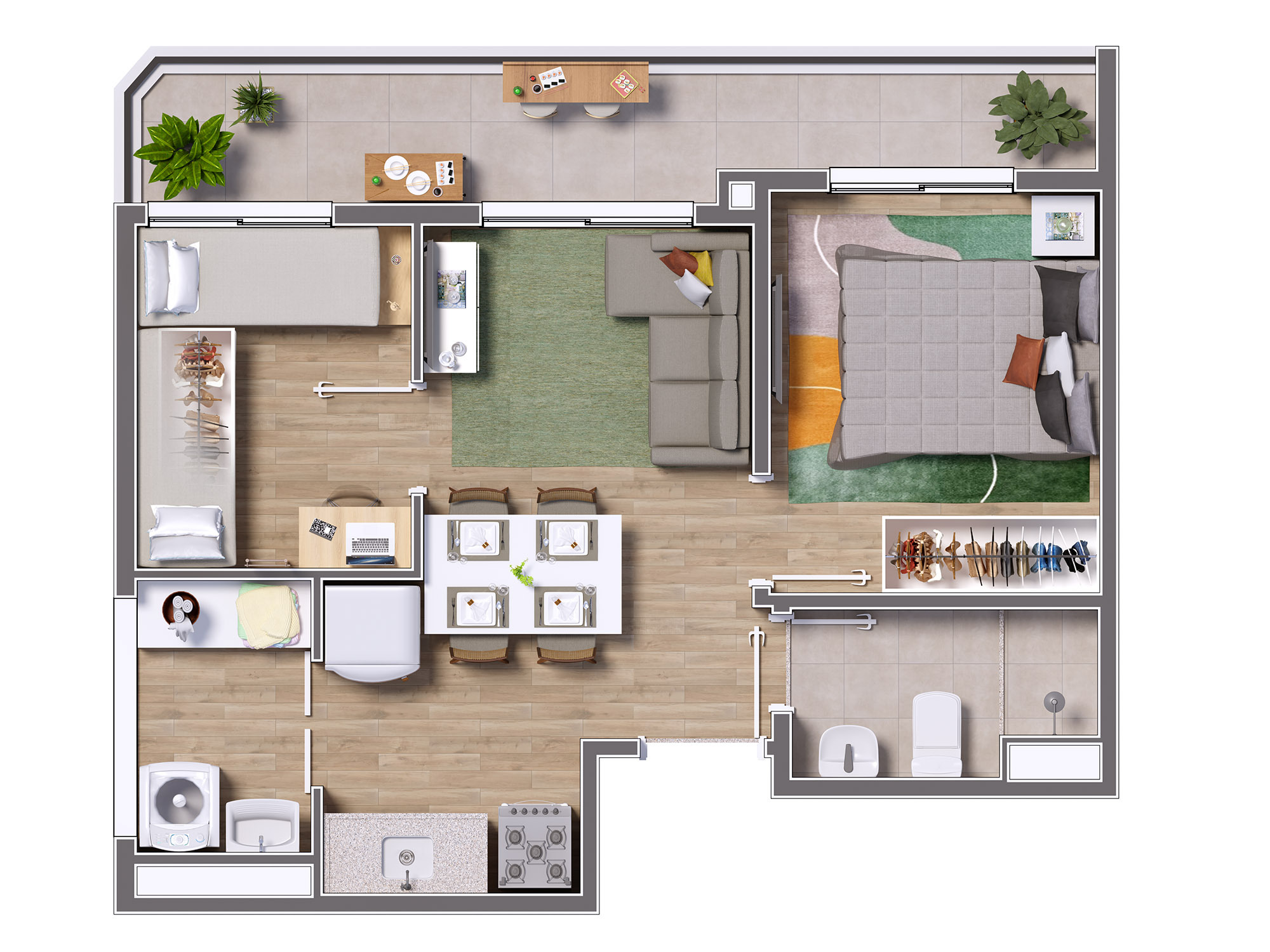 Planta 04 - 2 dorm 42,22m²