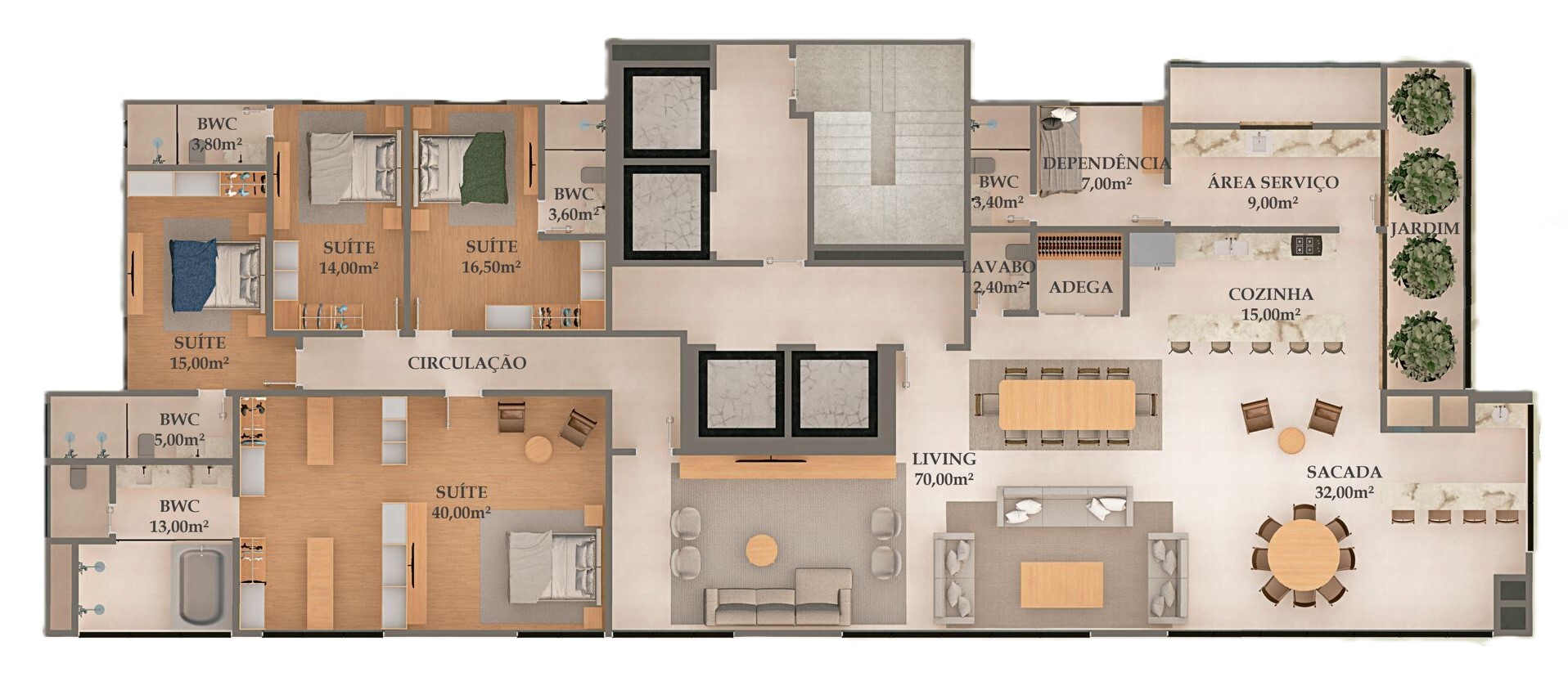 Planta 01 - 3 dorm 300,72m² - penthouse