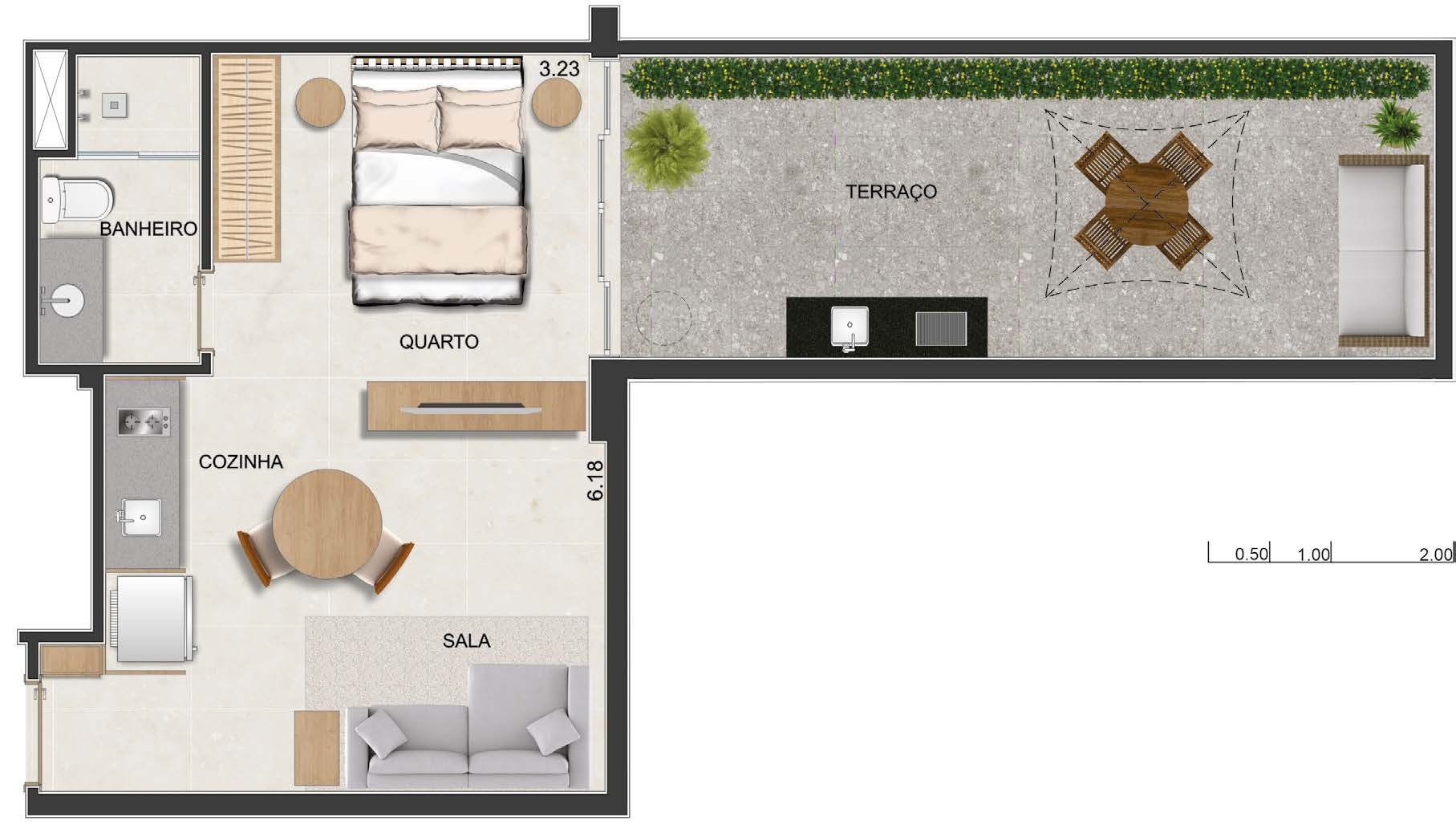 Planta 07 - 1 dorm 50,49² - garden