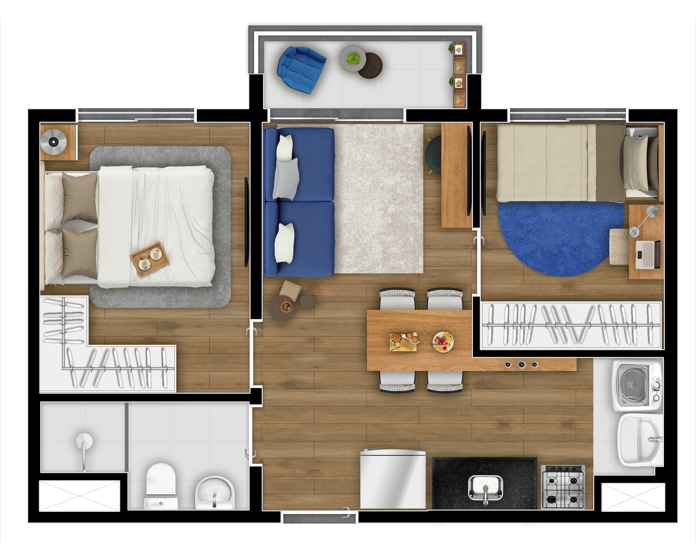 Planta 01 - 2 dorm 36,72m²