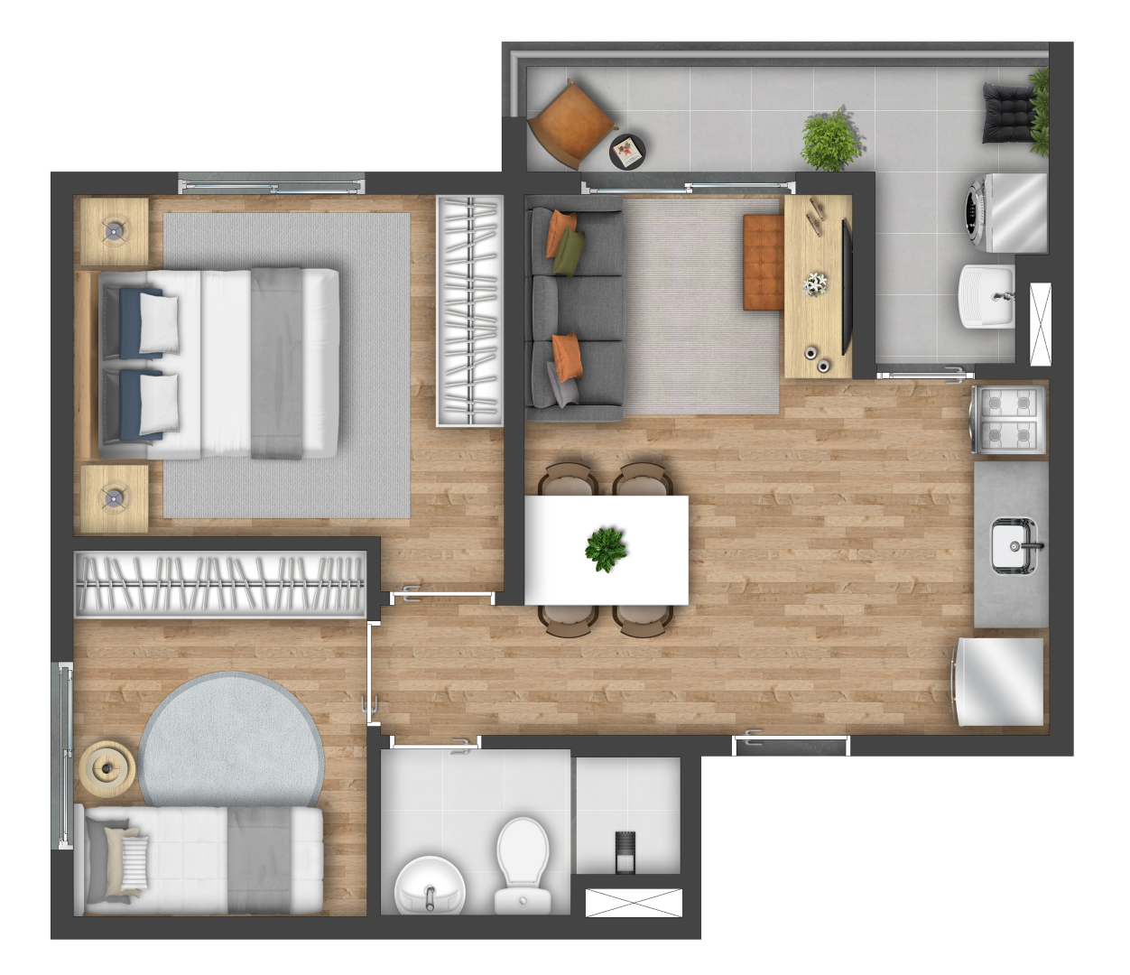 Planta 02 - 2 dorm 40,83m²