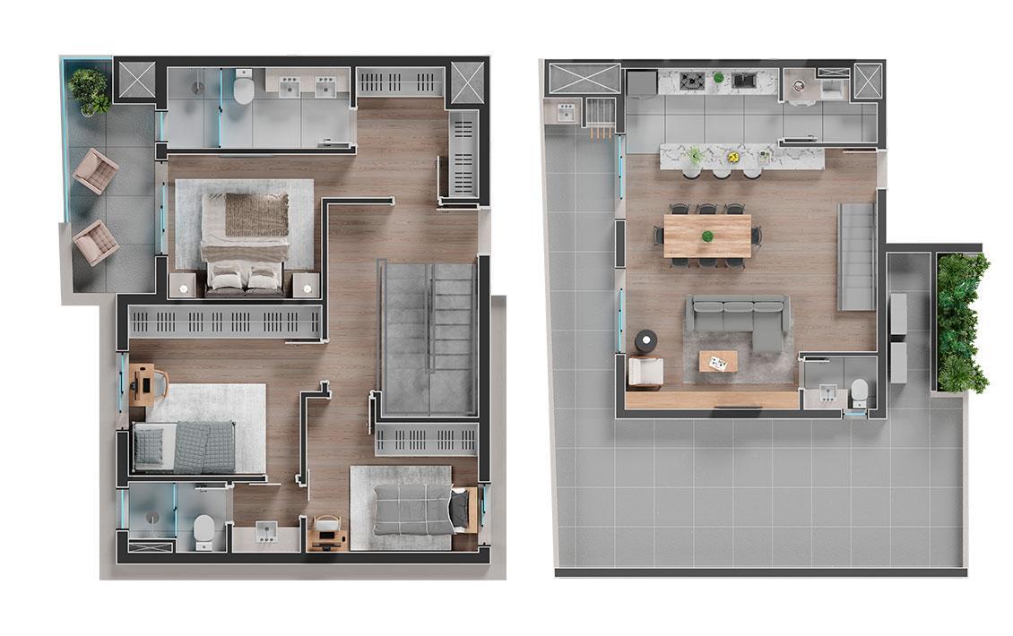 Planta 21 - 3 dorm 168,04m² - duplex