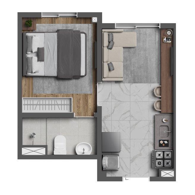 Planta 01 - 1 dorm 24,06m²