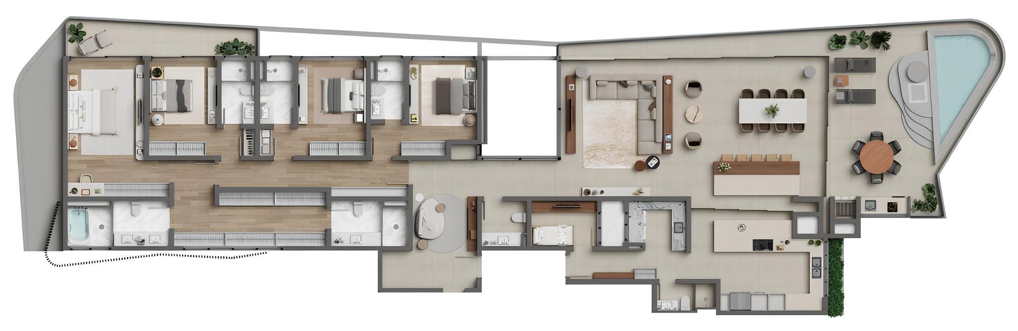 Planta 01 - 4 dorm 389,56m²