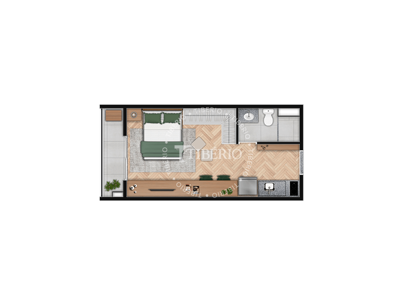 Planta 01 - 1 dorm 24,55m² - studio