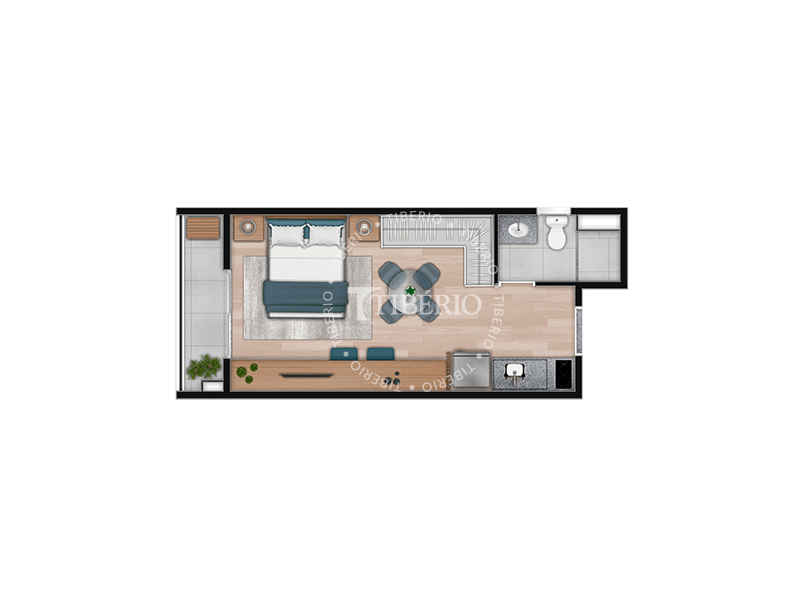 Planta 02 - 1 dorm 26,23m² - studio