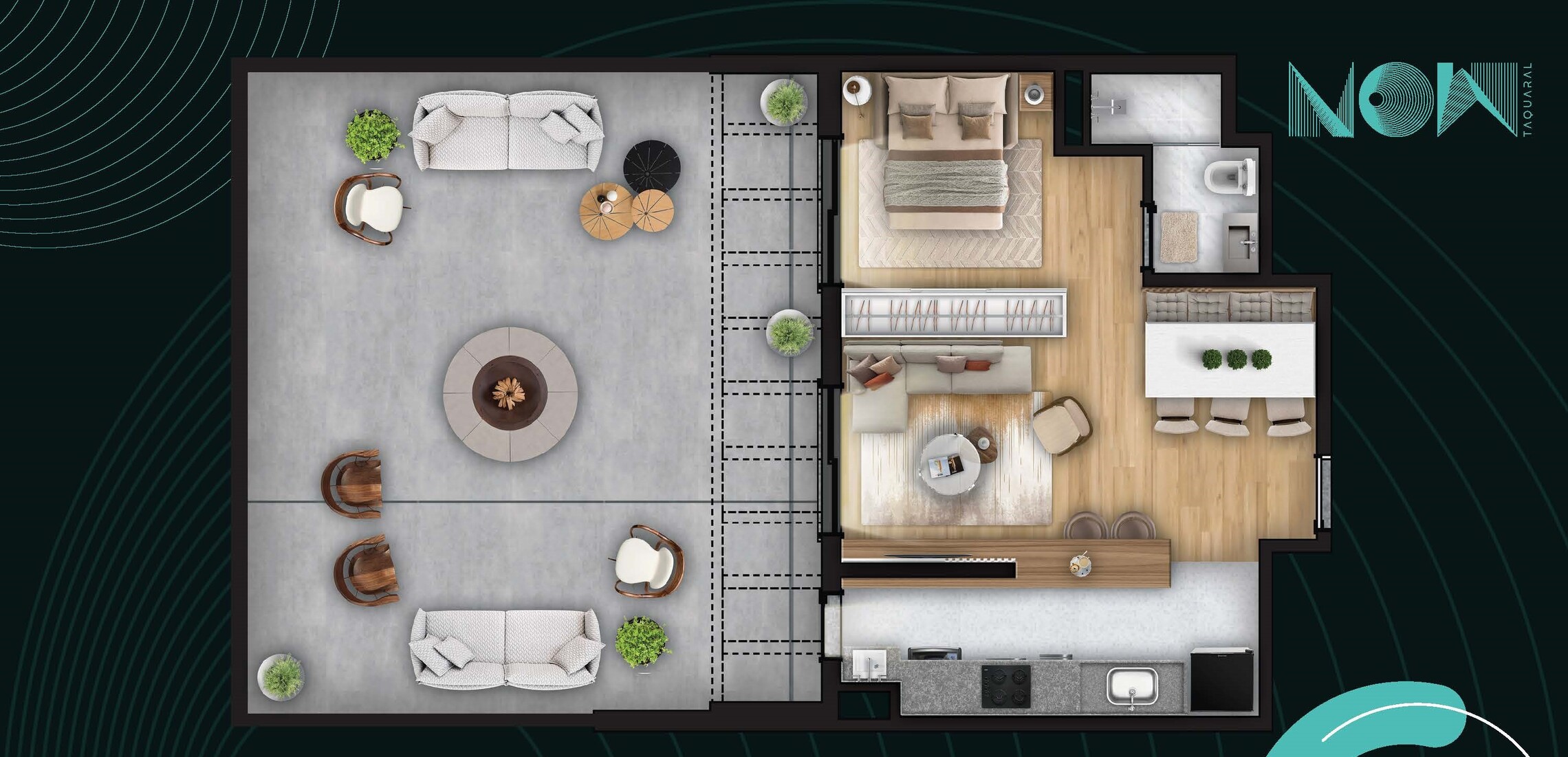 Planta 01 - 1 dorm 98m² - garden